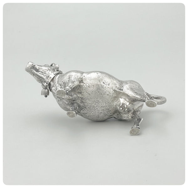 Bottom, German 800/1000 Solid Silver Cow Creamer, Circa 1900 - The Silver Vault of Charleston