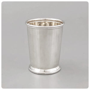 Sterling Silver Mint Julep Cup with Beaded Trim, Empire Silver Company, Brooklyn, NY, New - The Silver Vault of Charleston