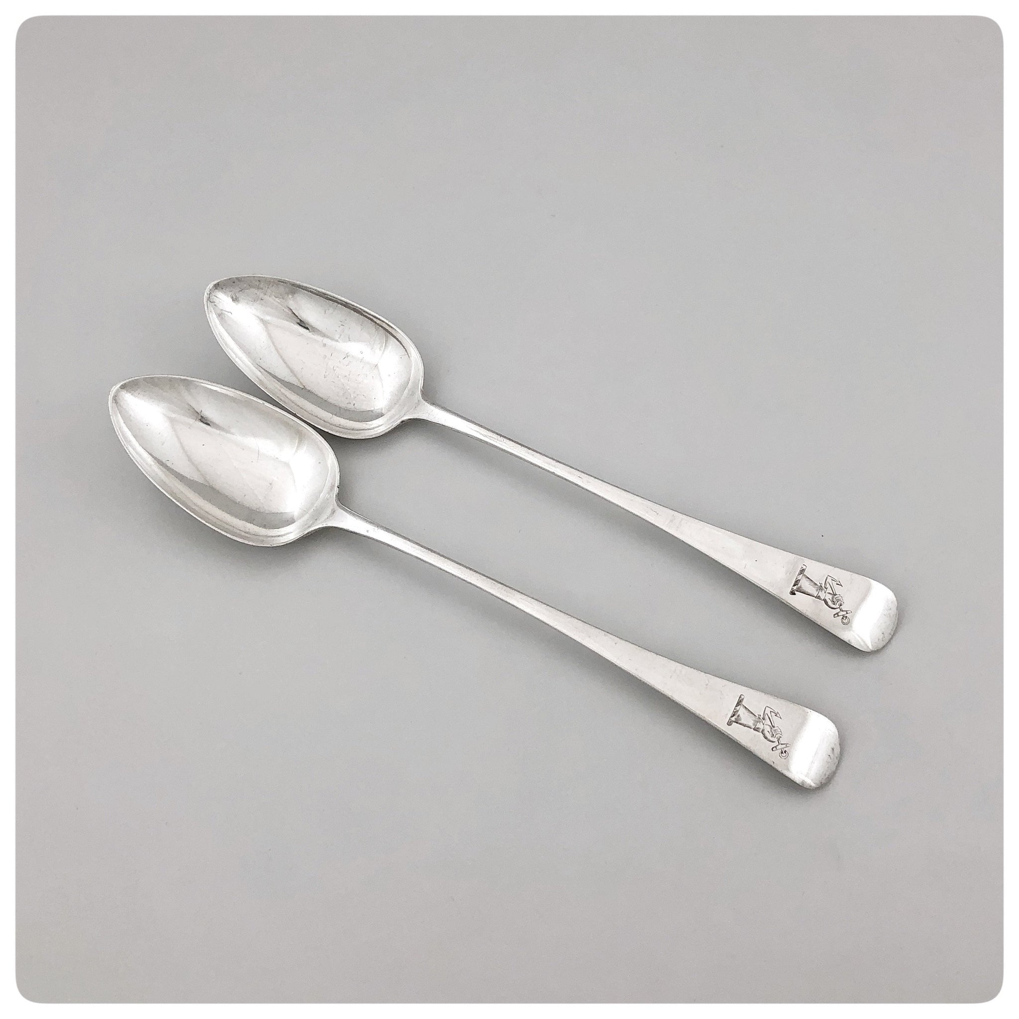 Pair of English Sterling Silver Rice / Stuffing / Platter Spoons, George Smith II, London, 1806-1807 - The Silver Vault of Charleston