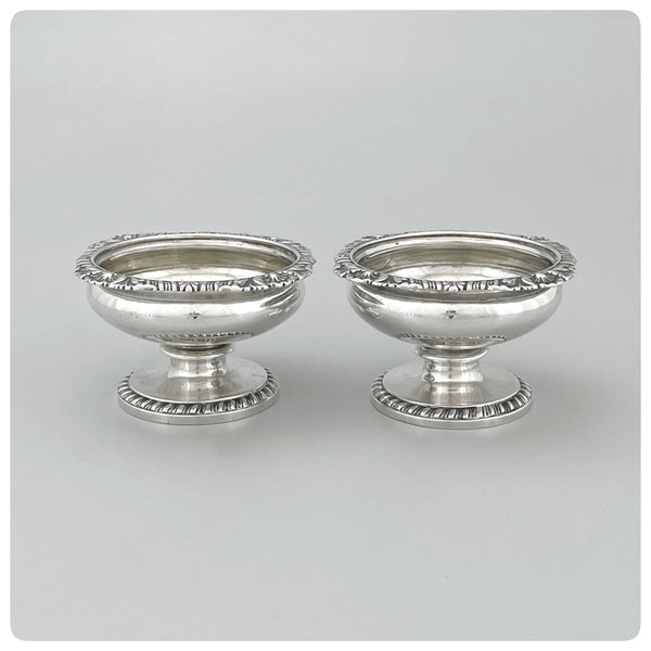 English Sterling Silver Pair of Salt Cellars, Rebecca Emes and Edward Barnard, London, 1822-1823 - The Silver Vault of Charleston