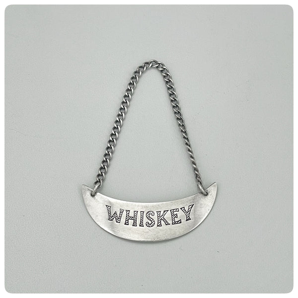 Sterling Silver Bottle Label or Tag, "Whiskey", 20th Century