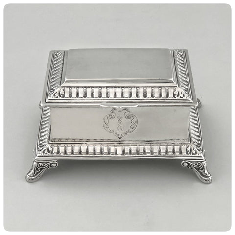 German 800/1000 Standard Solid Silver Box with Hinged Lid, Koch and Bergeld, Bremen, 1920 - Circa 1939 - The Silver Vault of Charleston