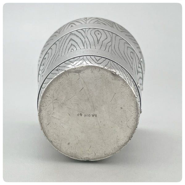 Marks, German 800/1000 Standard Solid Silver Beaker, Wilhelm Binder, Schwäbisch Gmünd, after 1888 - The Silver Vault of Charleston
