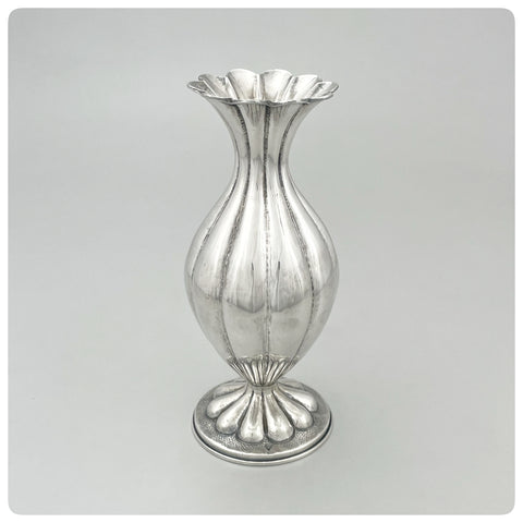 Continental 900/1000 Standard Solid Silver Handwrought Vase, Twentieth Century - The Silver Vault of Charleston
