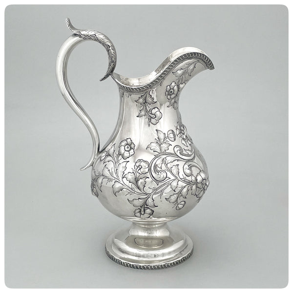 Another side view, Pulchritudinous Coin Silver Water Pitcher, Peter L. Krider, Philadelphia, PA - The Silver Vault of Charleston