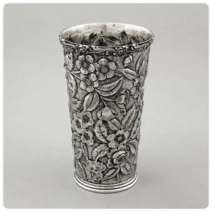 Sterling Silver Tumbler in "Baltimore Rose", Schofield Company, Baltimore, MD, Early 20th Century - The Silver Vault of Charleston