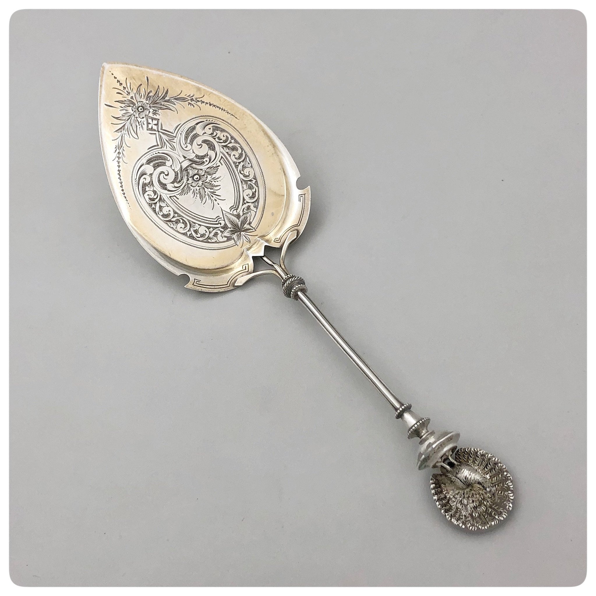 Coin Silver and Vermeil Pastry Server, Albert Coles, New York, NY, Late 19th Century - The Silver Vault of Charleston