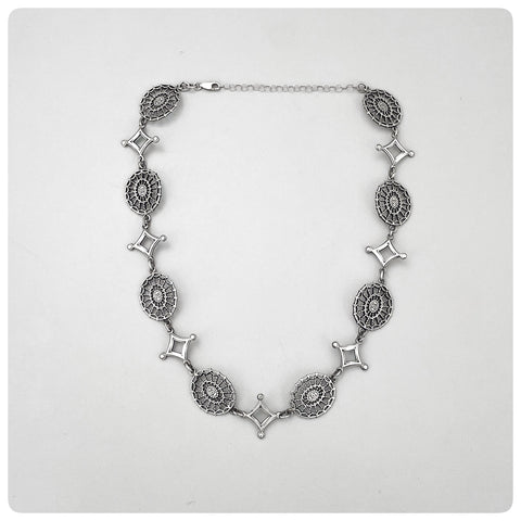 Sterling Silver Filigree Link Necklace, "Daughters of the American Revolution" Collection, G2 Silver, Charleston, SC, New