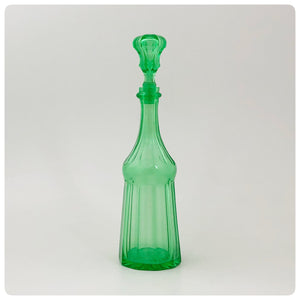 Green Paneled Glass Decanter with Stopper, 19th Century - The Silver Vault of Charleston