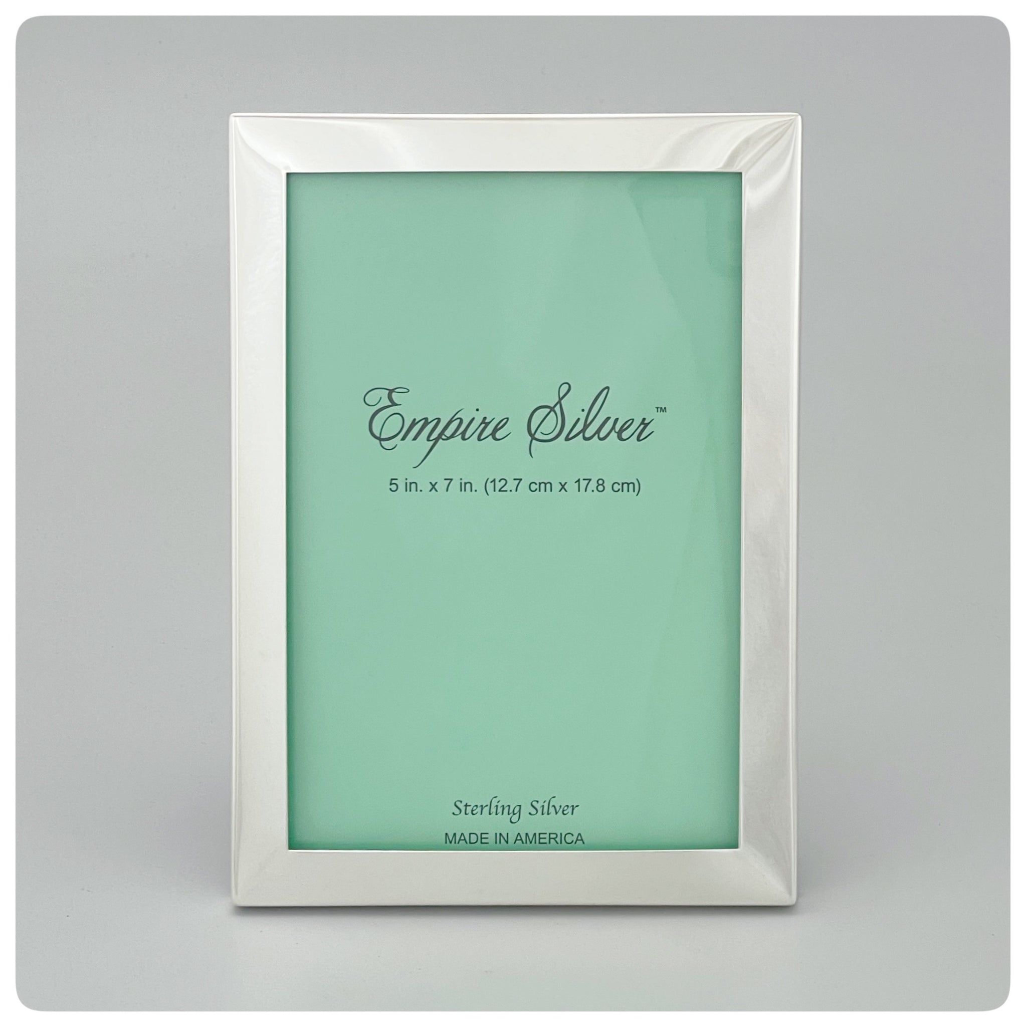 Sterling Silver, Glass and Fabric 5" x 7" Picture Frame, Empire Silver Company, Brooklyn, NY, New - The Silver Vault of Charleston