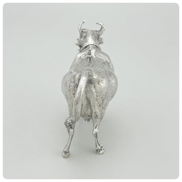 Back, German 800/1000 Solid Silver Cow Creamer, Circa 1900 - The Silver Vault of Charleston