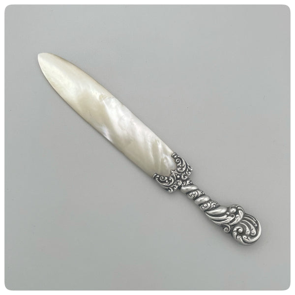 Reverse, Sterling Silver and Mother of Pearl Letter Opener, Late 19th or Early 20th Century - The Silver Vault of Charleston