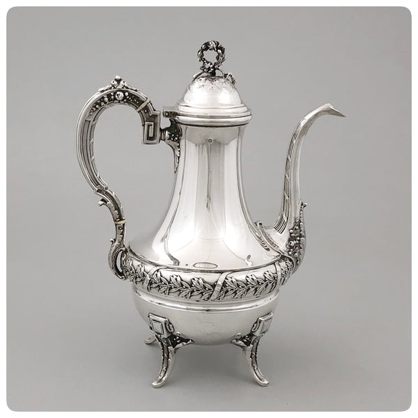 First Standard (950/1000) Solid Silver After Dinner Coffee Pot, Boulenger, Paris, Circa 1875 - The Silver Vault of Charleston