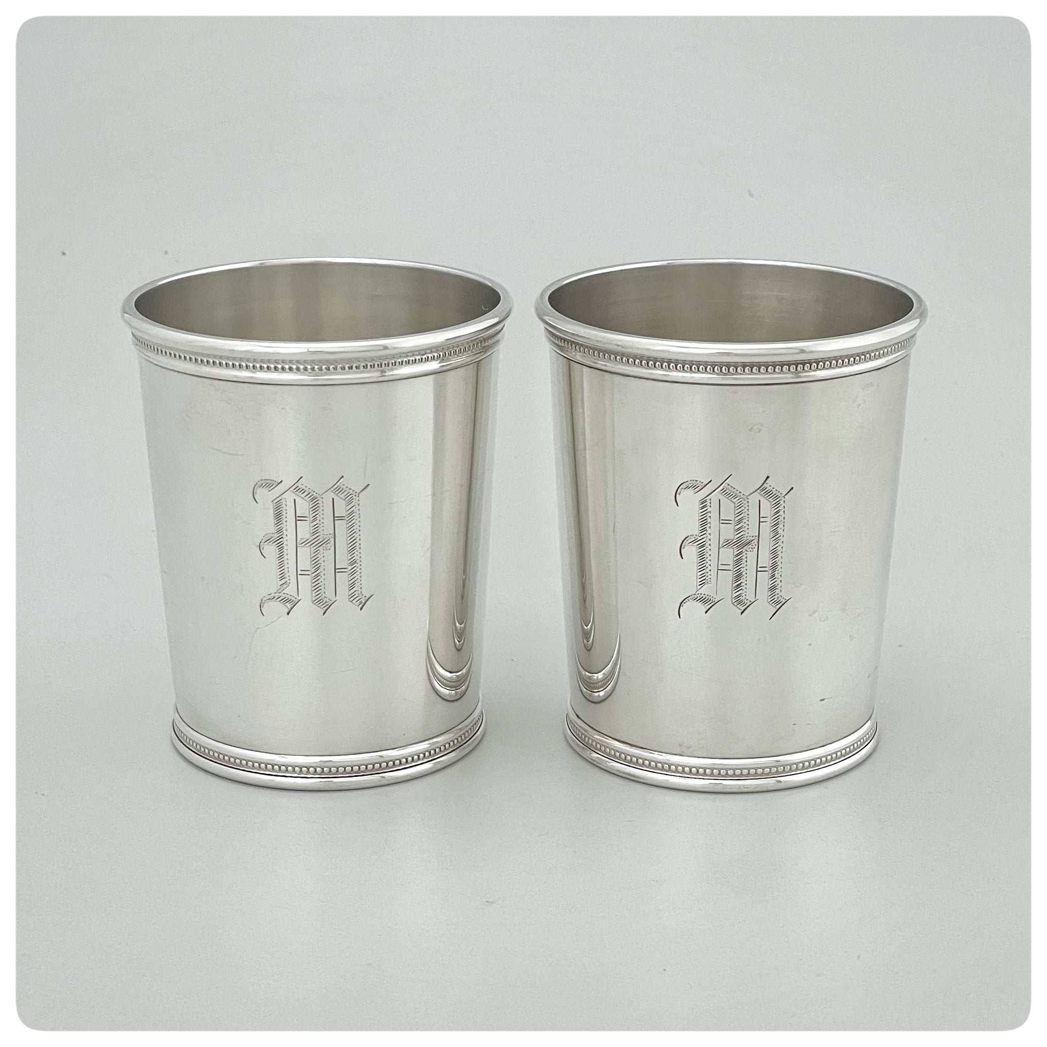Pair of Sterling Silver Mint Julep Cups in the "Presidential Series", Mark J. Scearce, Shelbyville, KY, 1967-1971 - The Silver Vault of Charleston