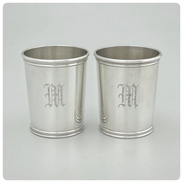 Pair of Sterling Silver Mint Julep Cups in the "Presidential Series", Mark J. Scearce, Shelbyville, KY, 1967-1971 - The Silver Vault of Charleston