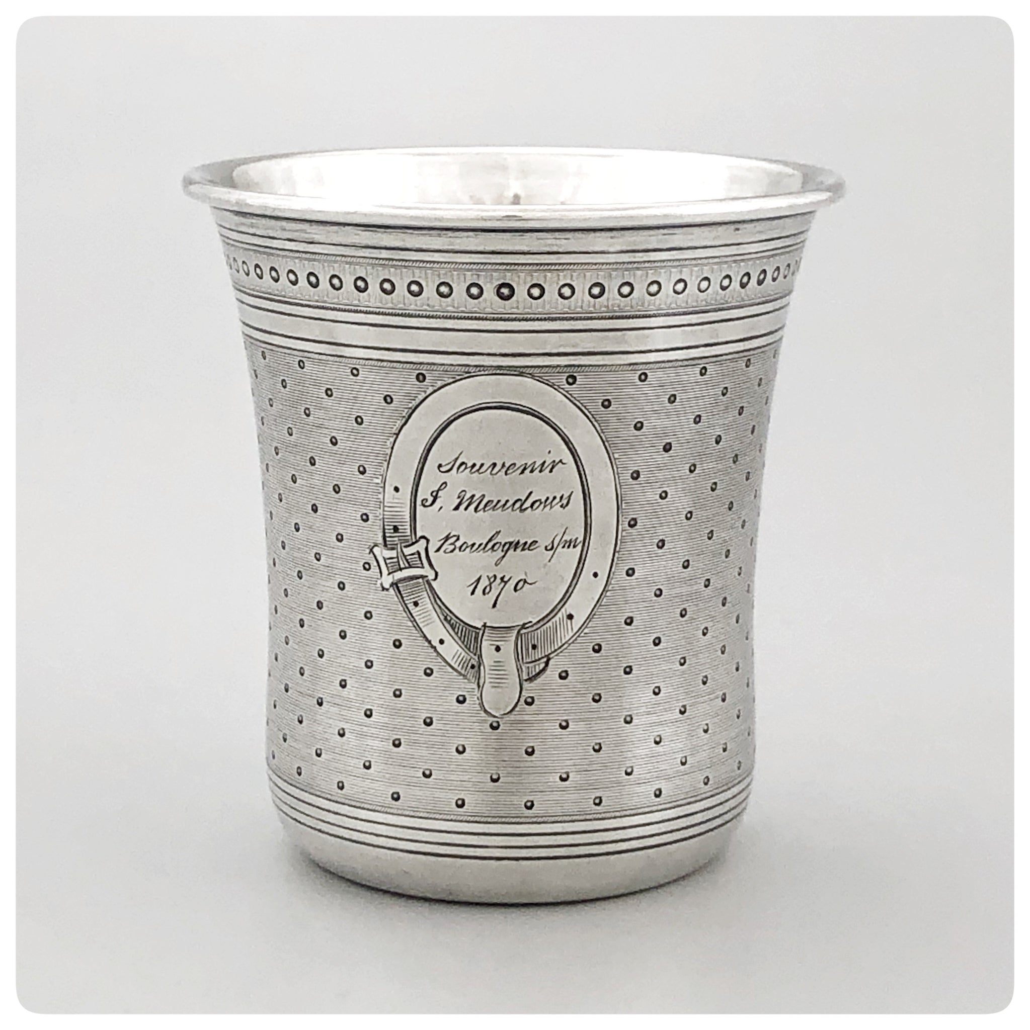 First  Standard (950/1000) Solid Silver Beaker, Pellerin and Lemoing, Paris, 1870