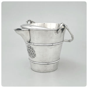 Japanese Sterling Silver Cocktail or Water Pitcher / Ice Bucket / Wine Cooler in the Shape of a Bucket, Arthur and Bond, Yokohama, Circa 1900 - The Silver Vault of Charleston