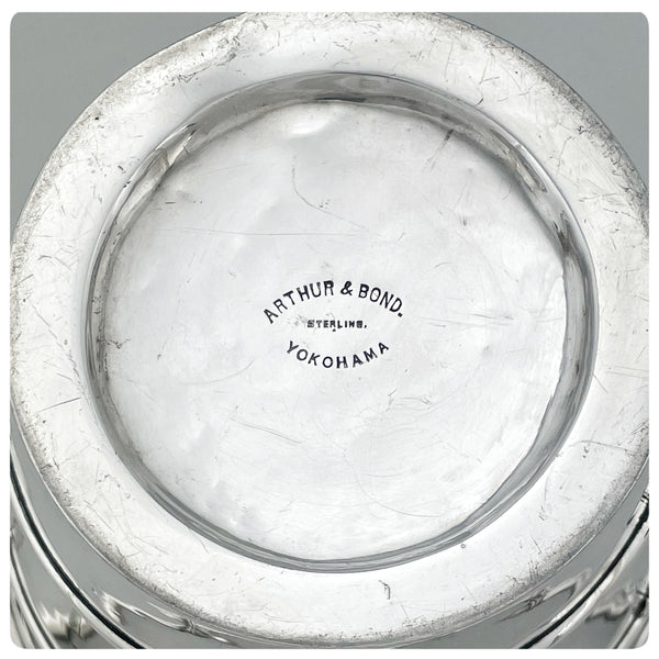 Marks, Japanese Sterling Silver Cocktail or Water Pitcher / Ice Bucket / Wine Cooler in the Shape of a Bucket, Arthur and Bond, Yokohama, Circa 1900 - The Silver Vault of Charleston