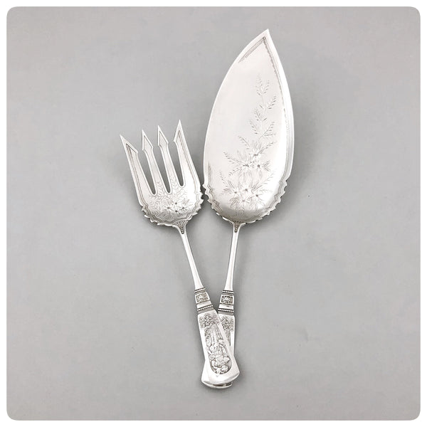Sterling Silver Two-Piece Fish Serving Set in "Fontainebleau", Gorham Manufacturing Company, Providence, RI, Pat. 1880 - The Silver Vault of Charleston