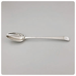 Irish Sterling Silver Divided Strainer Spoon, Michael Keating, Dublin, 1778-1779 - The Silver Vault of Charleston